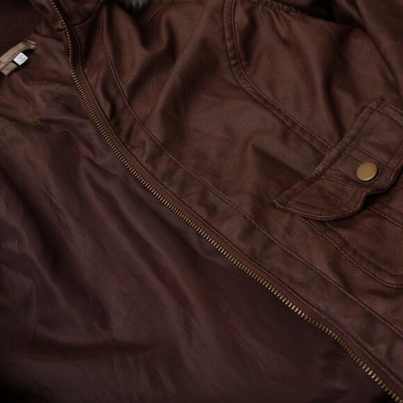 Ashley by 26 international Leather Jacket with Detachable Faux Fur Hood - Picture 13 of 14